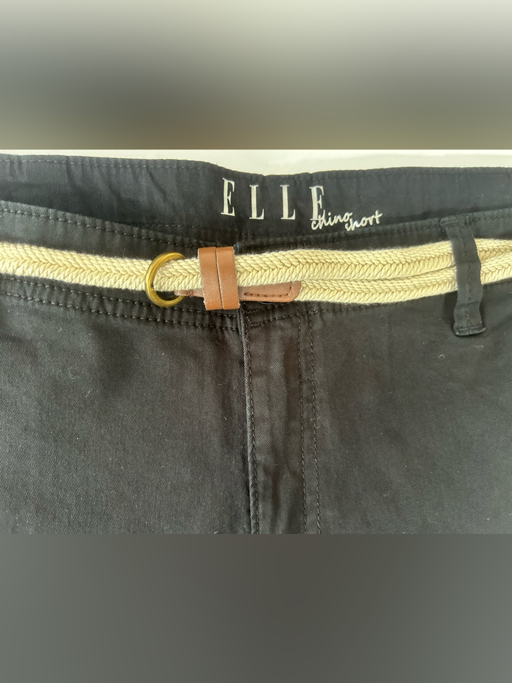 Black Skorts with Braided Rope Belt
